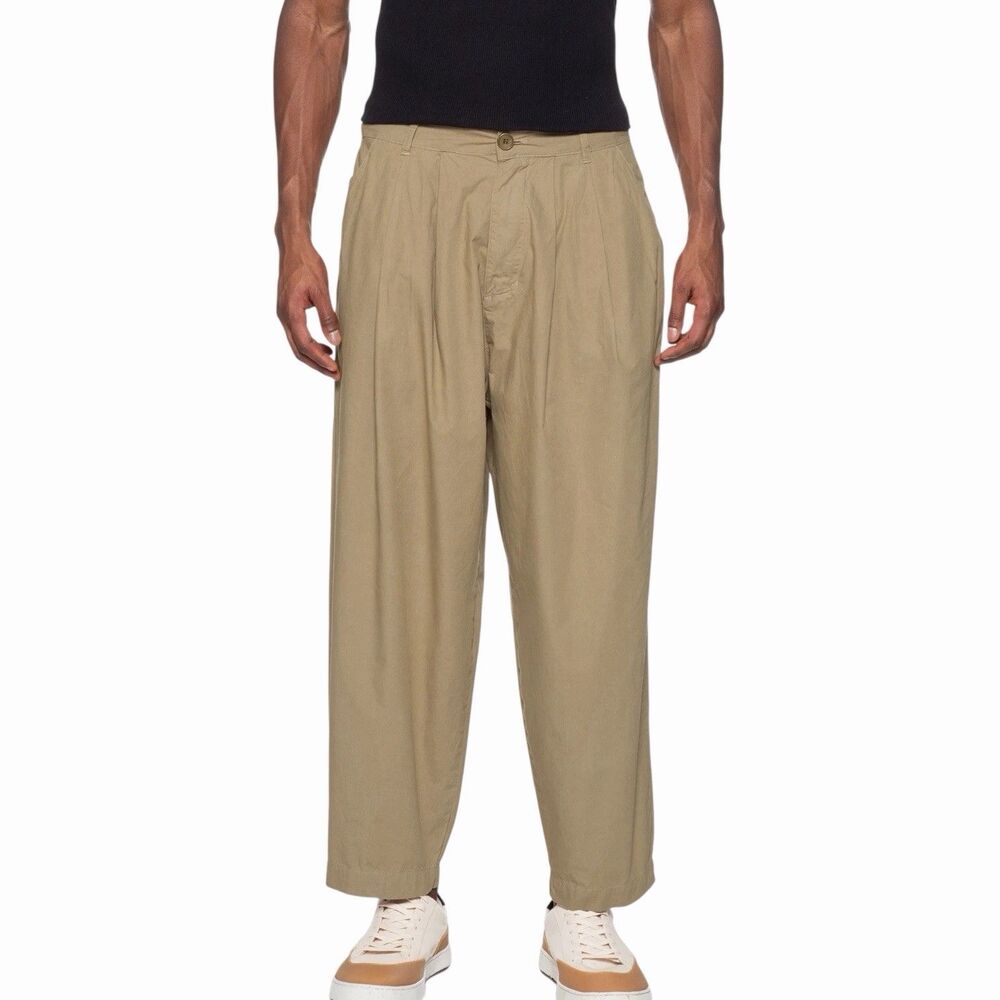 Osklen Men's Khaki Cargo Pants Size 30 100% Cotton Pleated Utility Pocket Detail